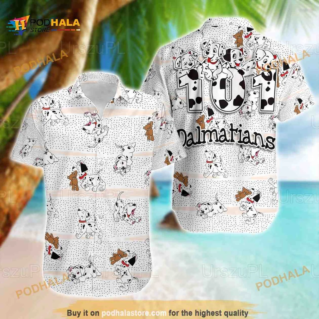 101 Dalmatians Funny Hawaiian Shirt With Playful Puppy Design