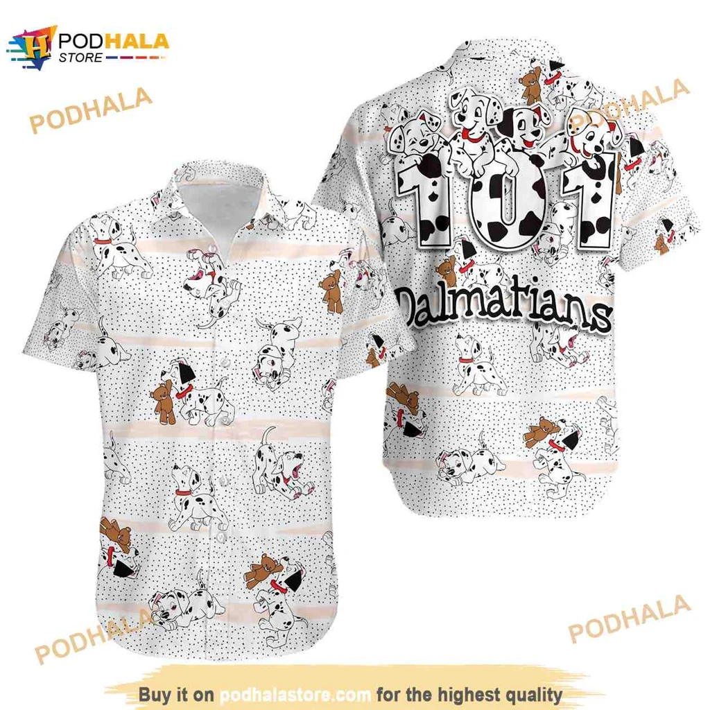 101 Dalmatians Hawaiian Shirt Featuring Playful Dalmatian Puppies