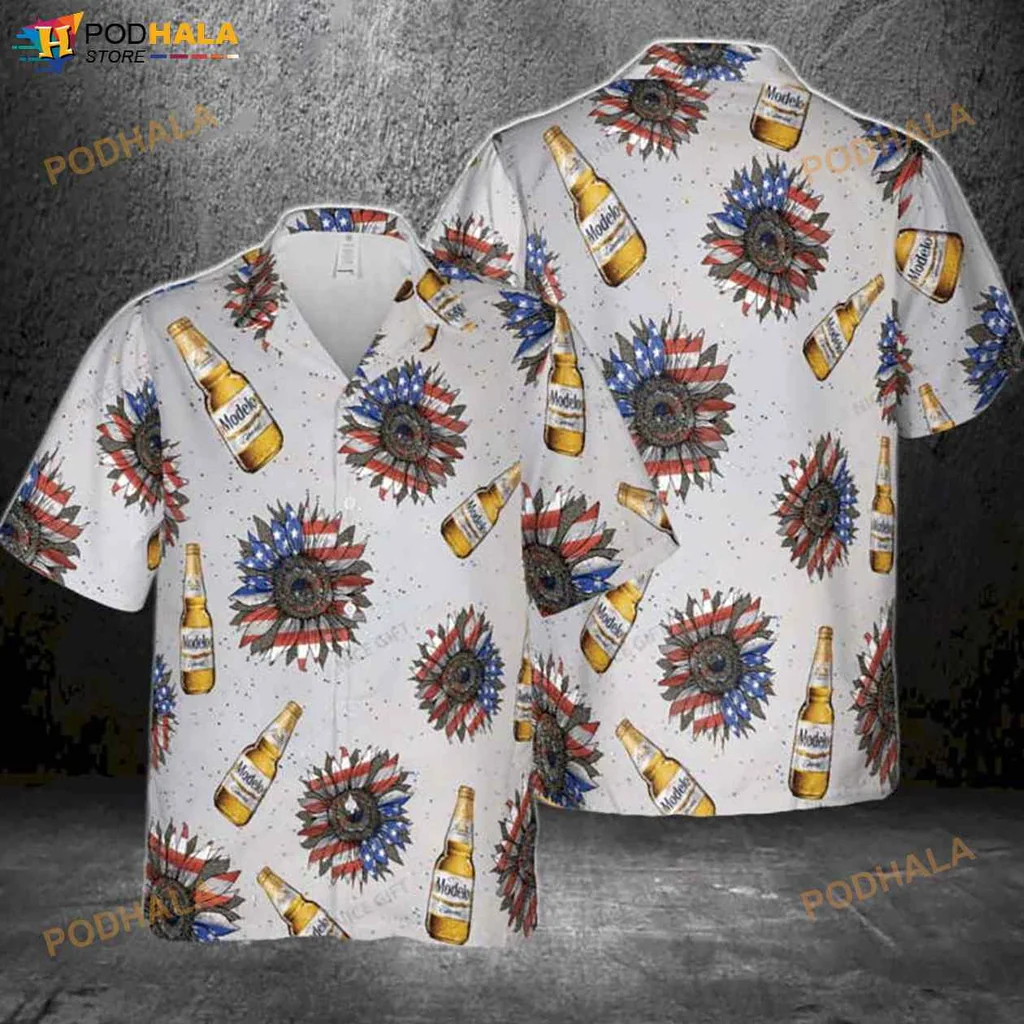 4th Of July Beer Hawaiian Shirt With Festive Fireworks Design