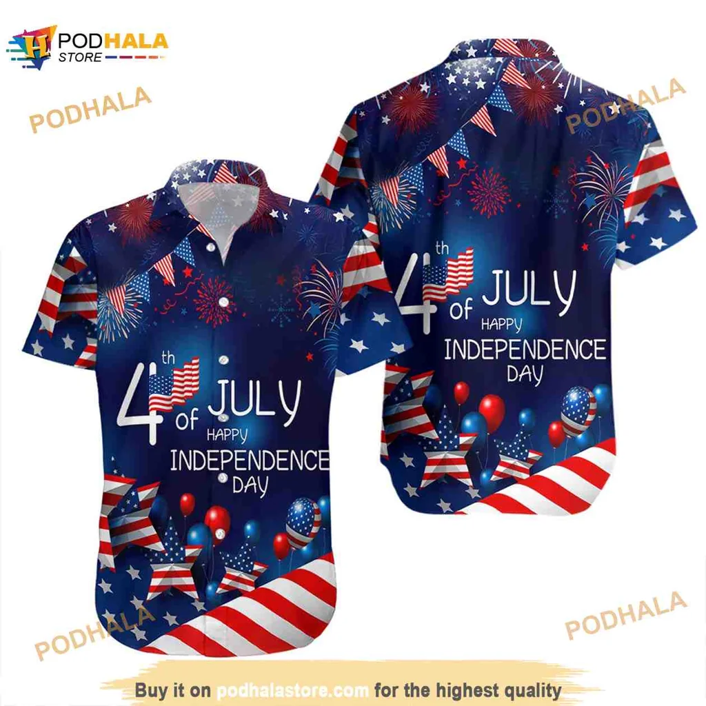 4th Of July Independence Day Aloha Shirt, Patriotic Aloha Style 4th Of July Independence Day Aloha Shirt, Patriotic Aloha Style