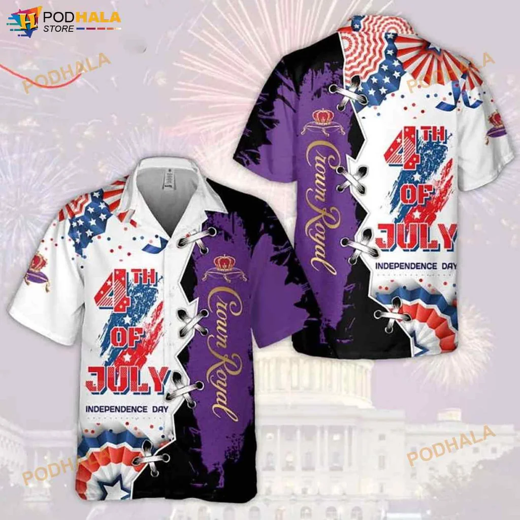 4th Of July Independence Day Hawaiian Shirt With Crown Graphic