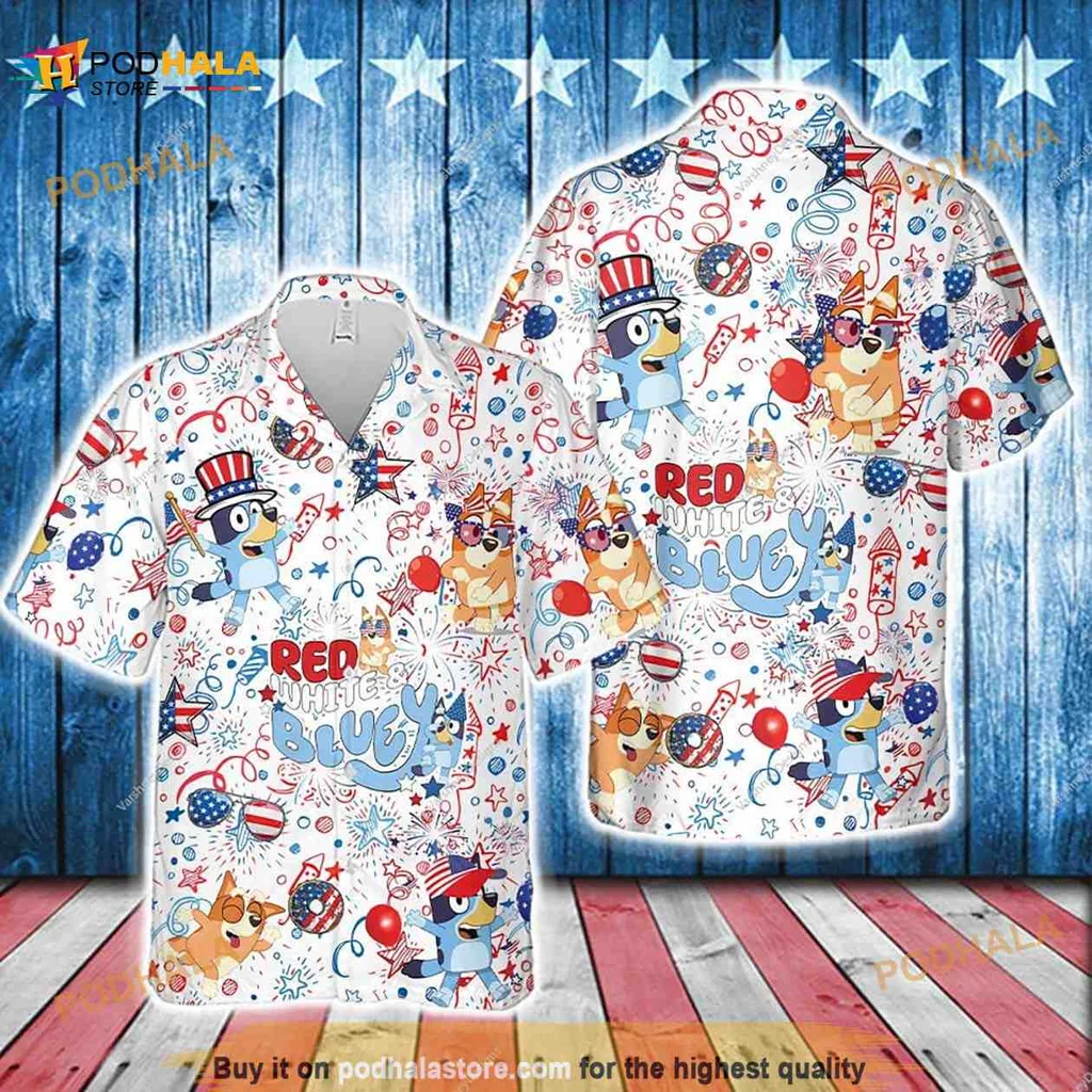 4th Of July Pet Lovers Hawaiian Shirt With Red White Blue Design