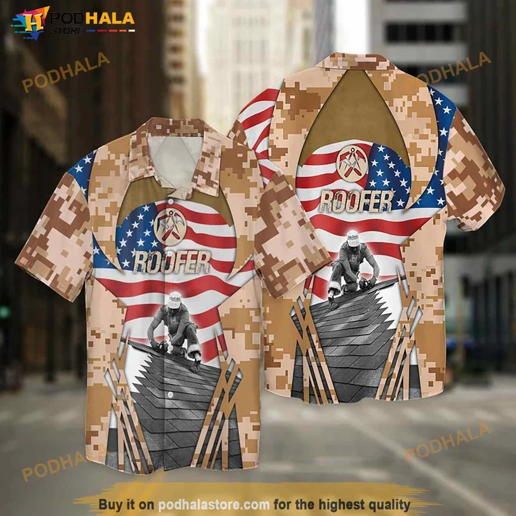 4th Of July Roofer Hawaiian Shirt With American Flag Design