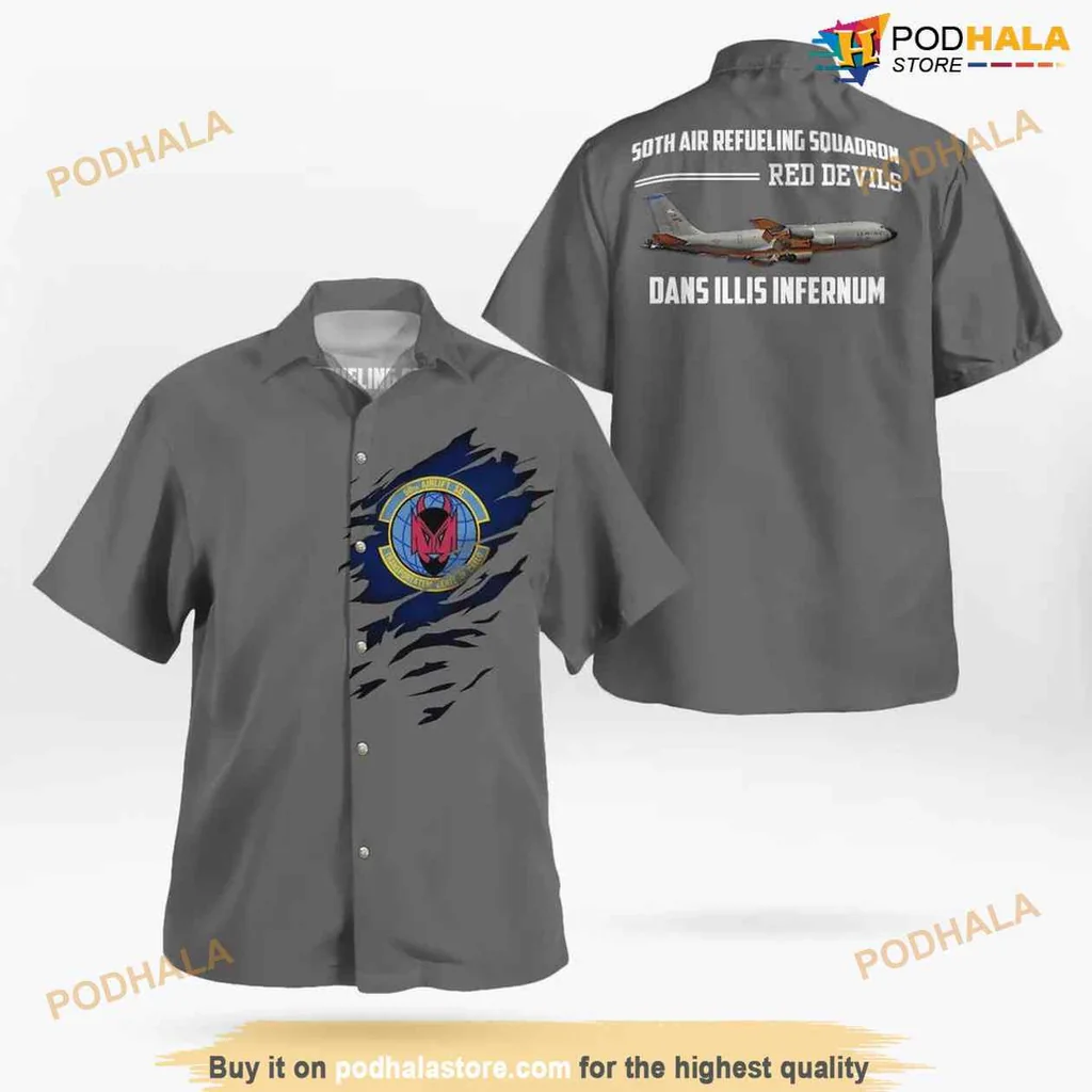 50th Air Refueling Squadron Hawaiian Shirt Featuring Red Devils Emblem