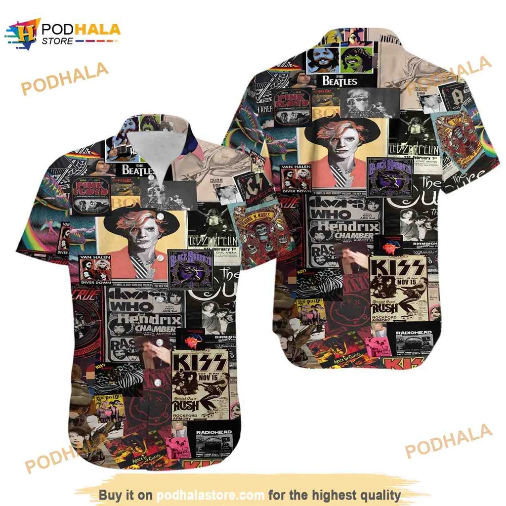 80s Rock Band Hawaiian Shirt, Vintage Concert Poster Design