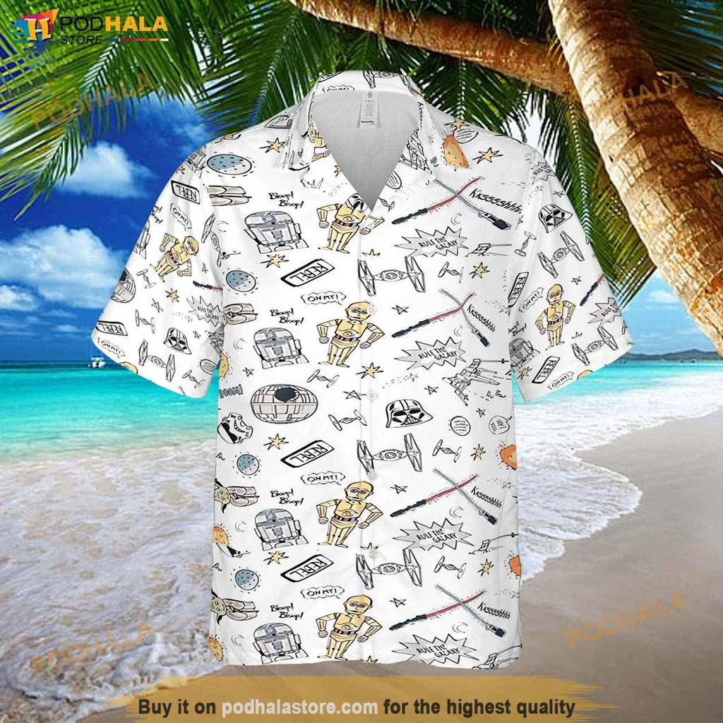 Adventurous Star Wars Short-sleeve button-up shirt, Playful Summer Button Up Shirt For Fans Adventurous Star Wars Short-sleeve button-up shirt, Playful Summer Button Up Shirt For Fans