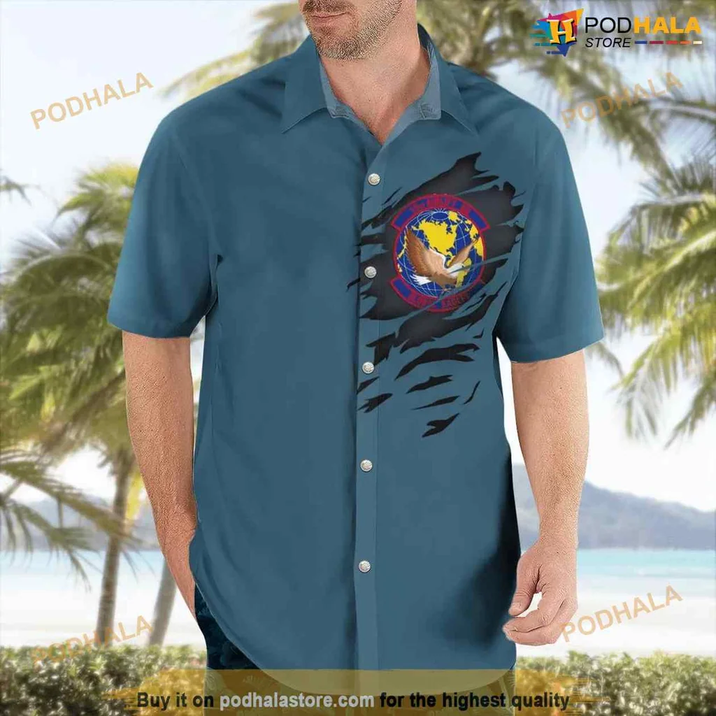 Air Force Aviation Hawaiian Shirt With Globe And Wings Design