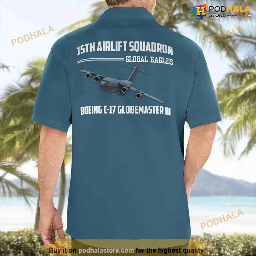 Air Force Aviation Aloha Shirt With Globe And Wings Design Air Force Aviation Aloha Shirt With Globe And Wings Design