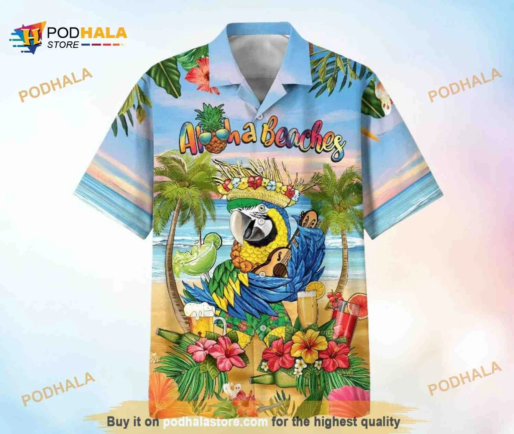 Aloha Beaches Parrot Hawaiian Shirt With Tropical Design