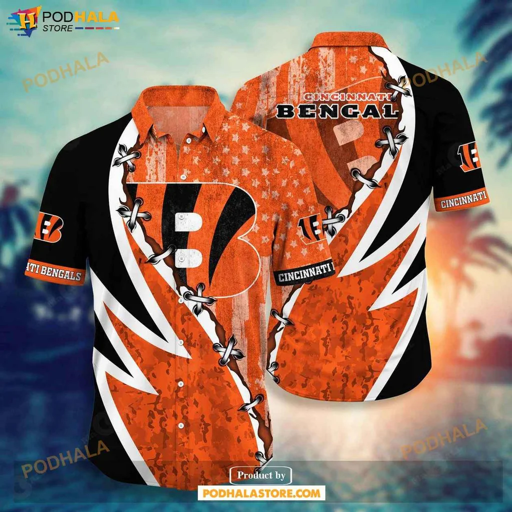 Aloha Cincinnati Bengals Hawaiian Shirt, Vibrant Orange Black Team Spirit Design