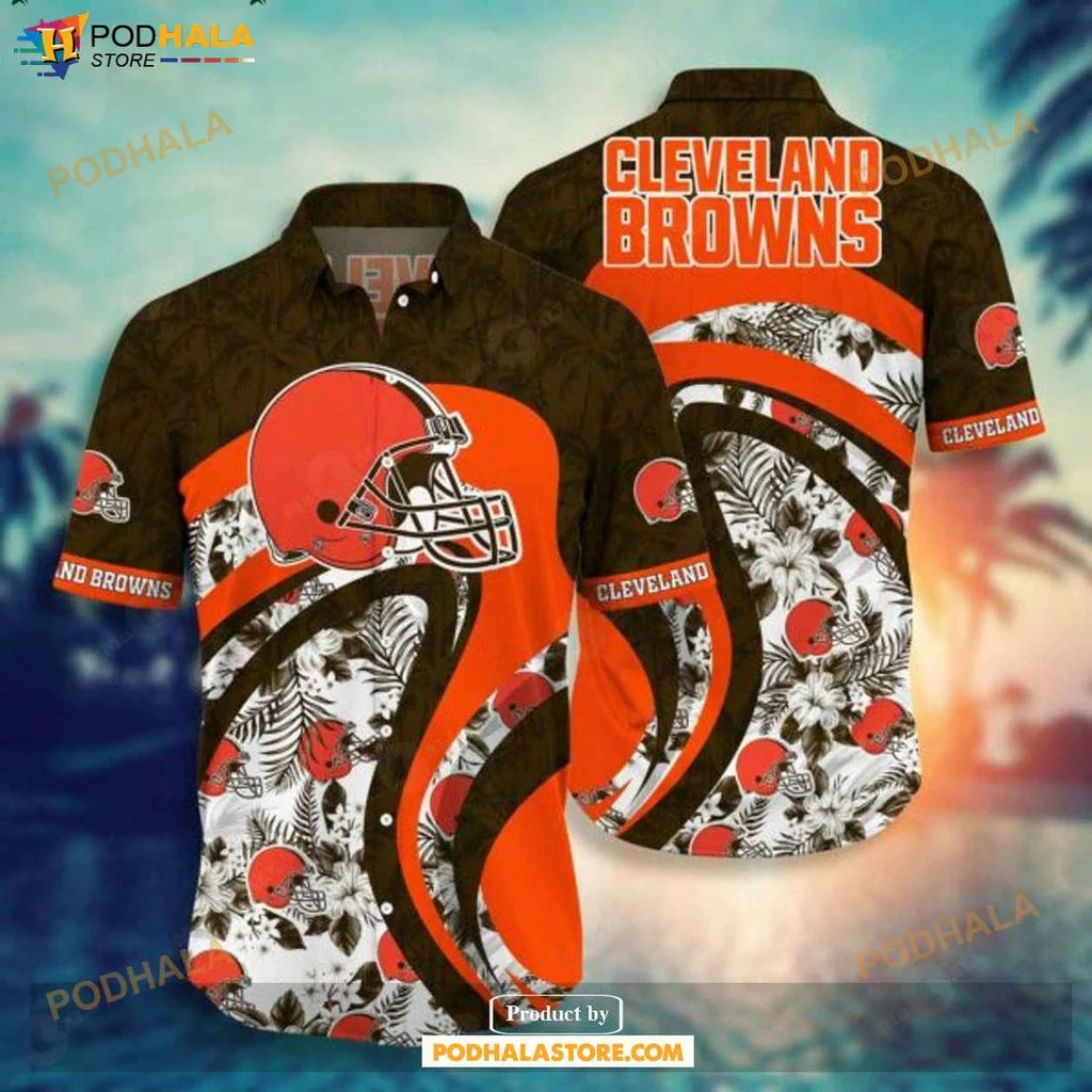 Aloha Cleveland Browns Hawaiian Shirt, Vibrant Design With Team Colors And Floral Patterns