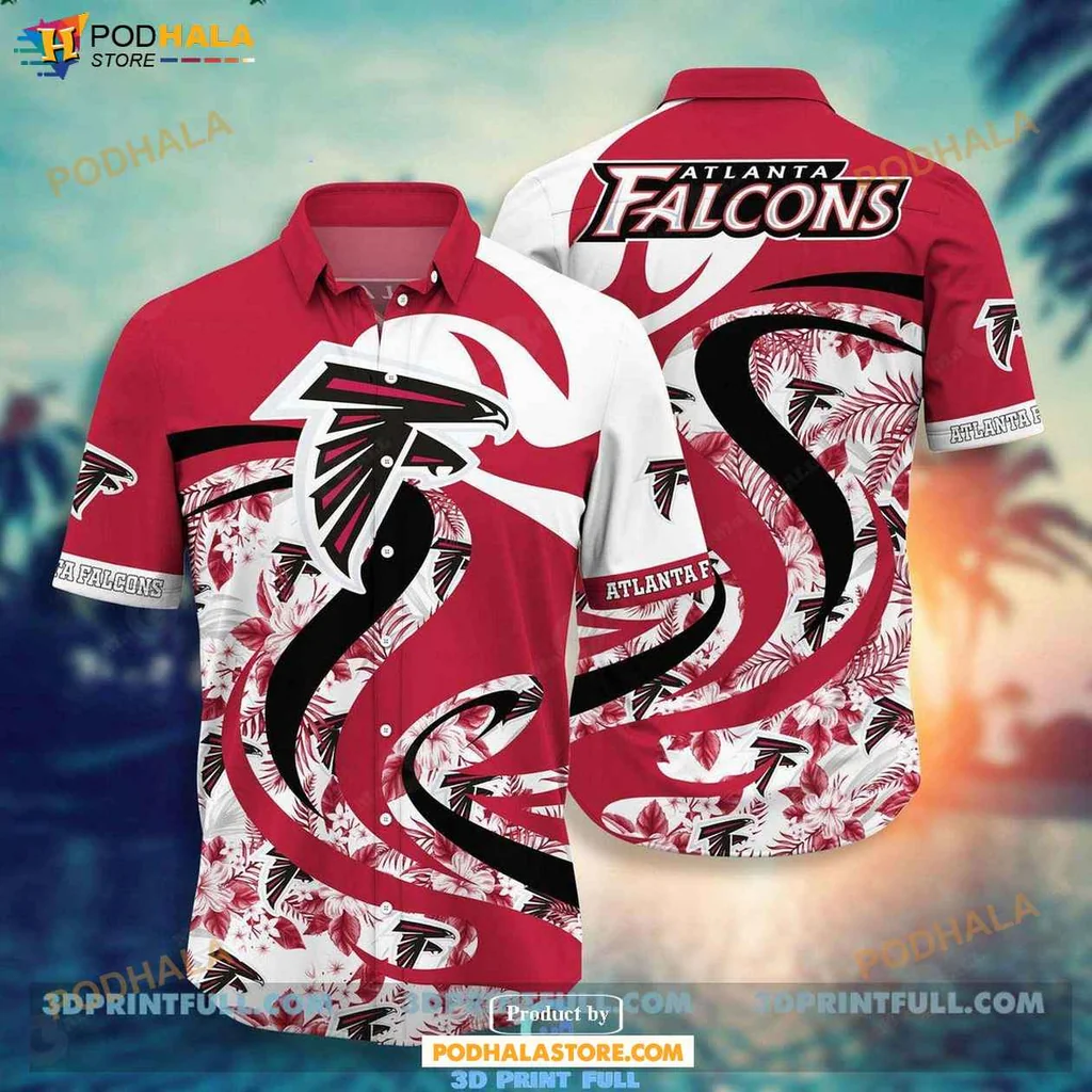Aloha Falcons Fan Hawaiian Shirt, Vibrant Atlanta Falcons Design With Tropical Elements