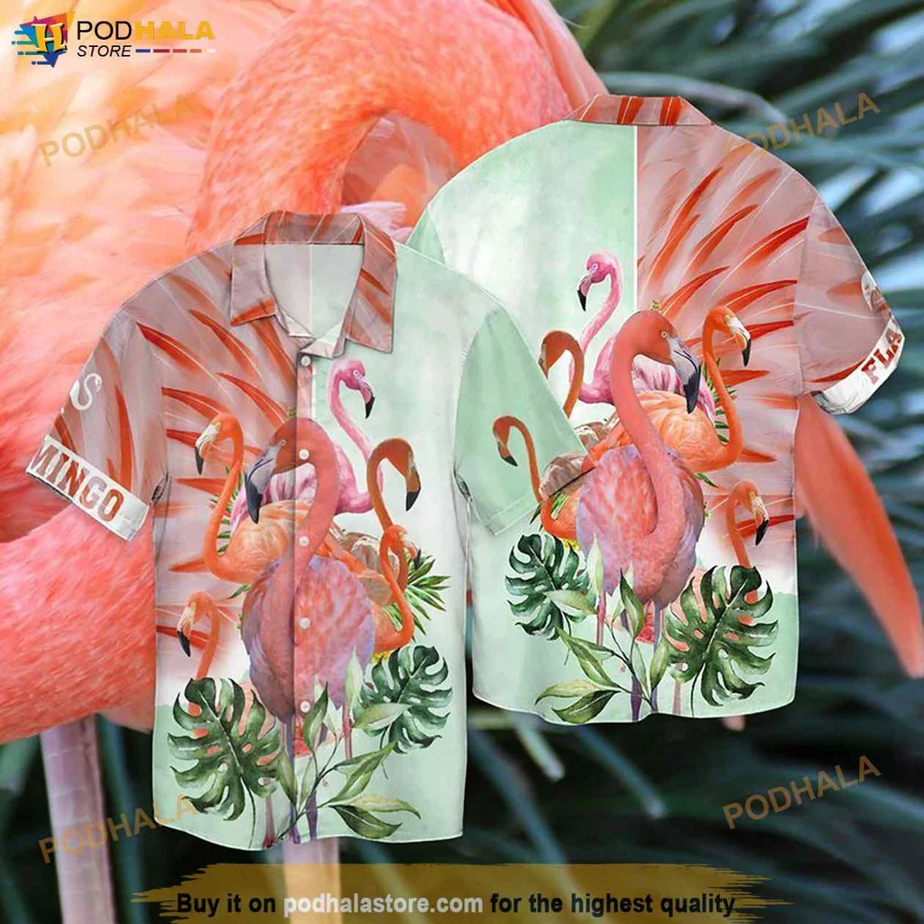 Aloha Flamingo Hawaiian Shirt, Vibrant Pink Tropical Shirt For Men
