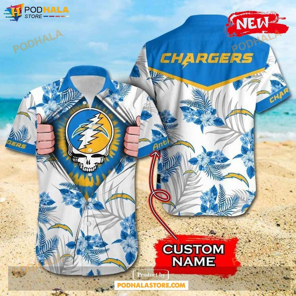Aloha Grateful Dead Chargers Shirt, Personalized Gift For Nfl Fans, Vibrant Design