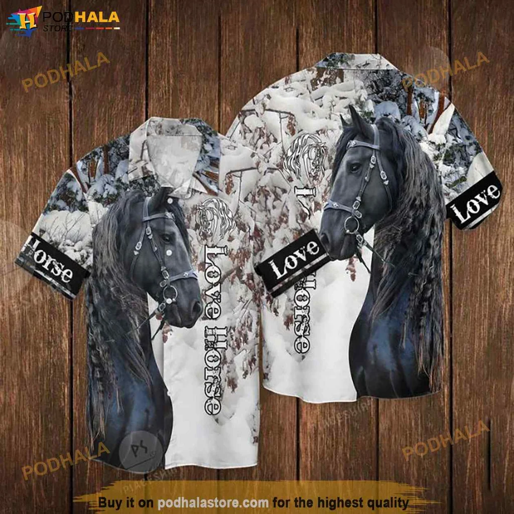 Aloha Horse Lover Hawaiian Shirt, Love Horses Tropical Tee For Equestrian Enthusiasts