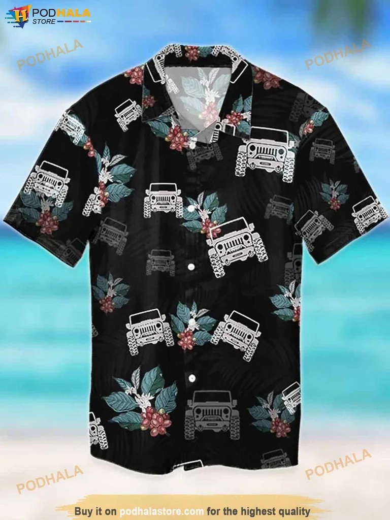 Aloha Jeep Lover Hawaiian Shirt, Tropical Design With Jeep And Floral Graphics