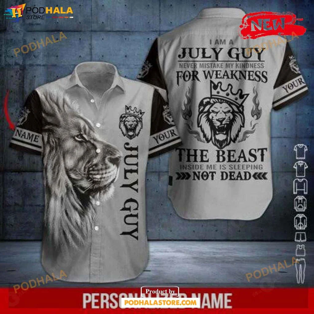 Aloha Lion Hawaiian Shirt July Guy Design, I Am A July Guy, Strength And Resilience