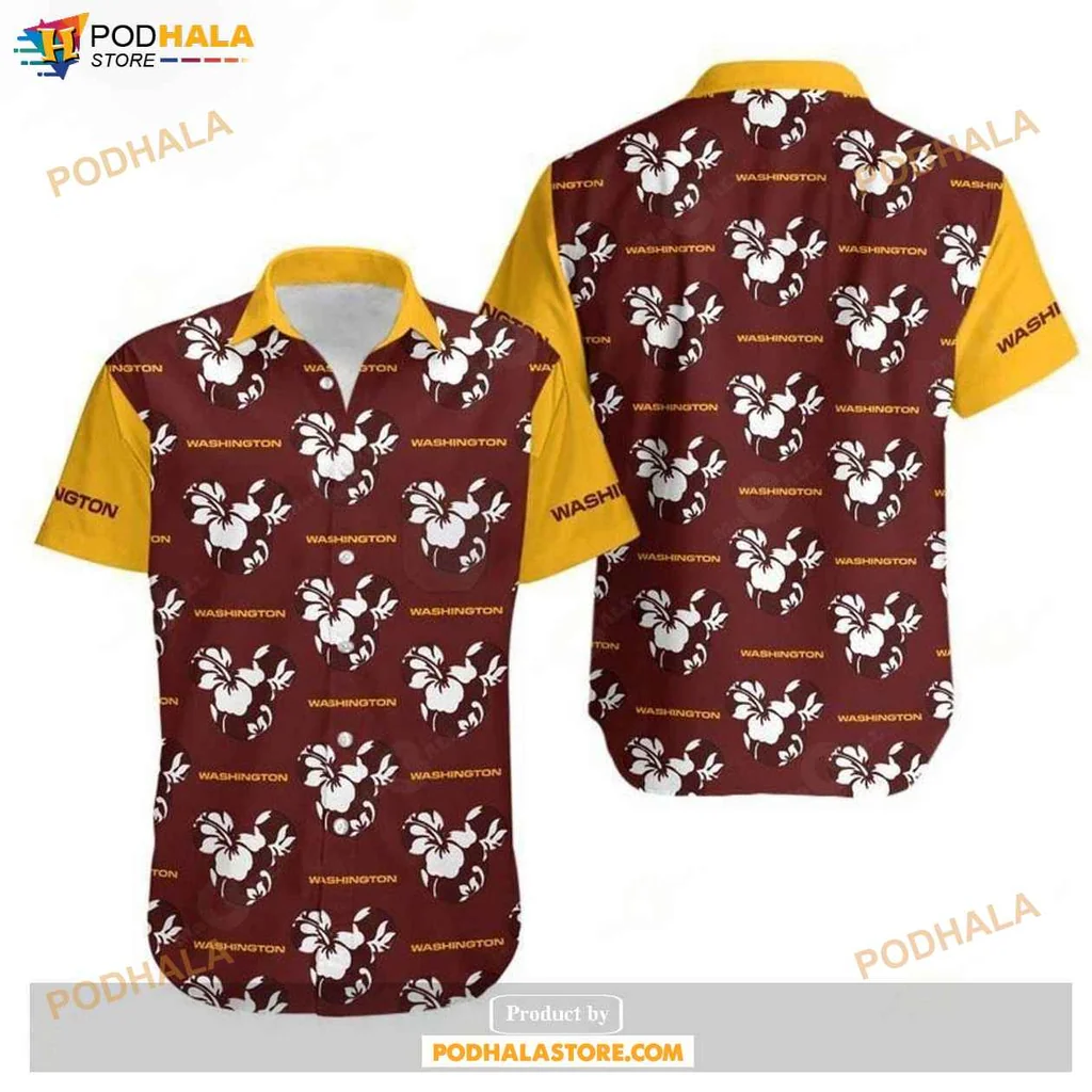 Aloha Maroon Floral Hawaiian Shirt, Washington Football Team Casual Wear