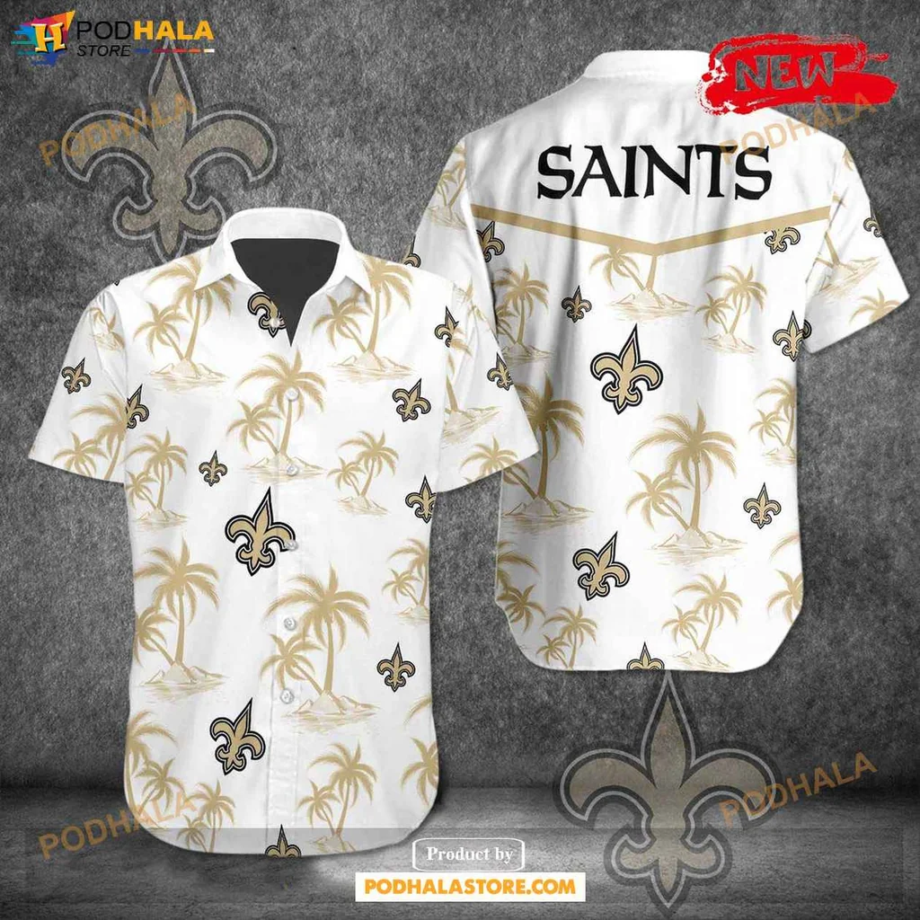 Aloha New Orleans Hawaiian Shirt, Tropical Button Up With Palm Trees And Fleur De Lis