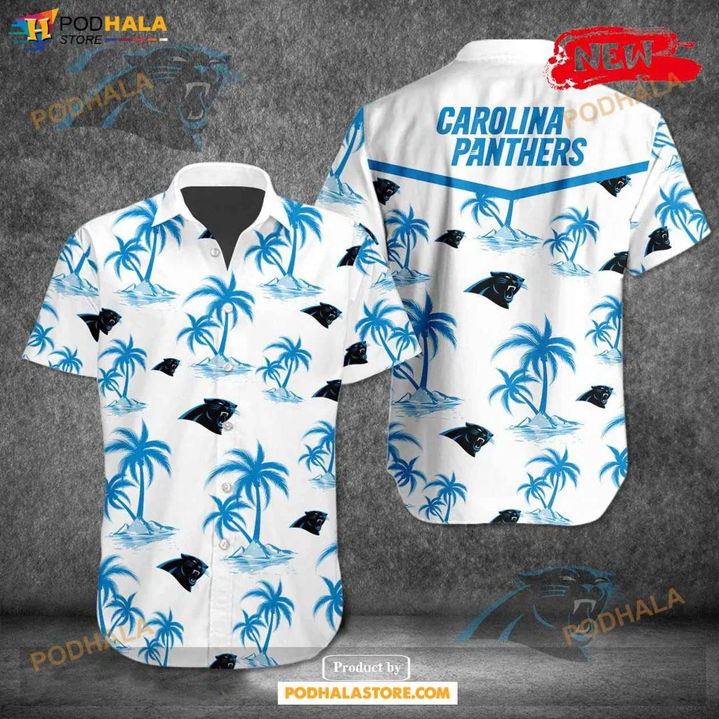 Aloha Panthers Tropical Shirt, Carolina Panthers Summer Button Up Shirt With Palm Trees