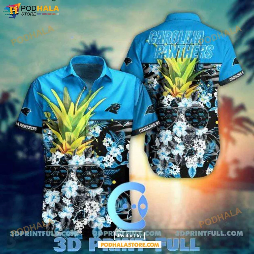 Aloha Pineapple Tropical Shirt, Carolina Panthers Vibrant Summer Design