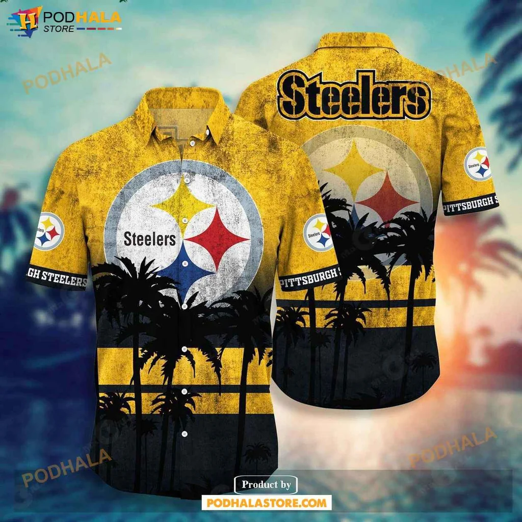 Aloha Pittsburgh Steelers Hawaiian Shirt, Vibrant Summer Design With Palm Trees