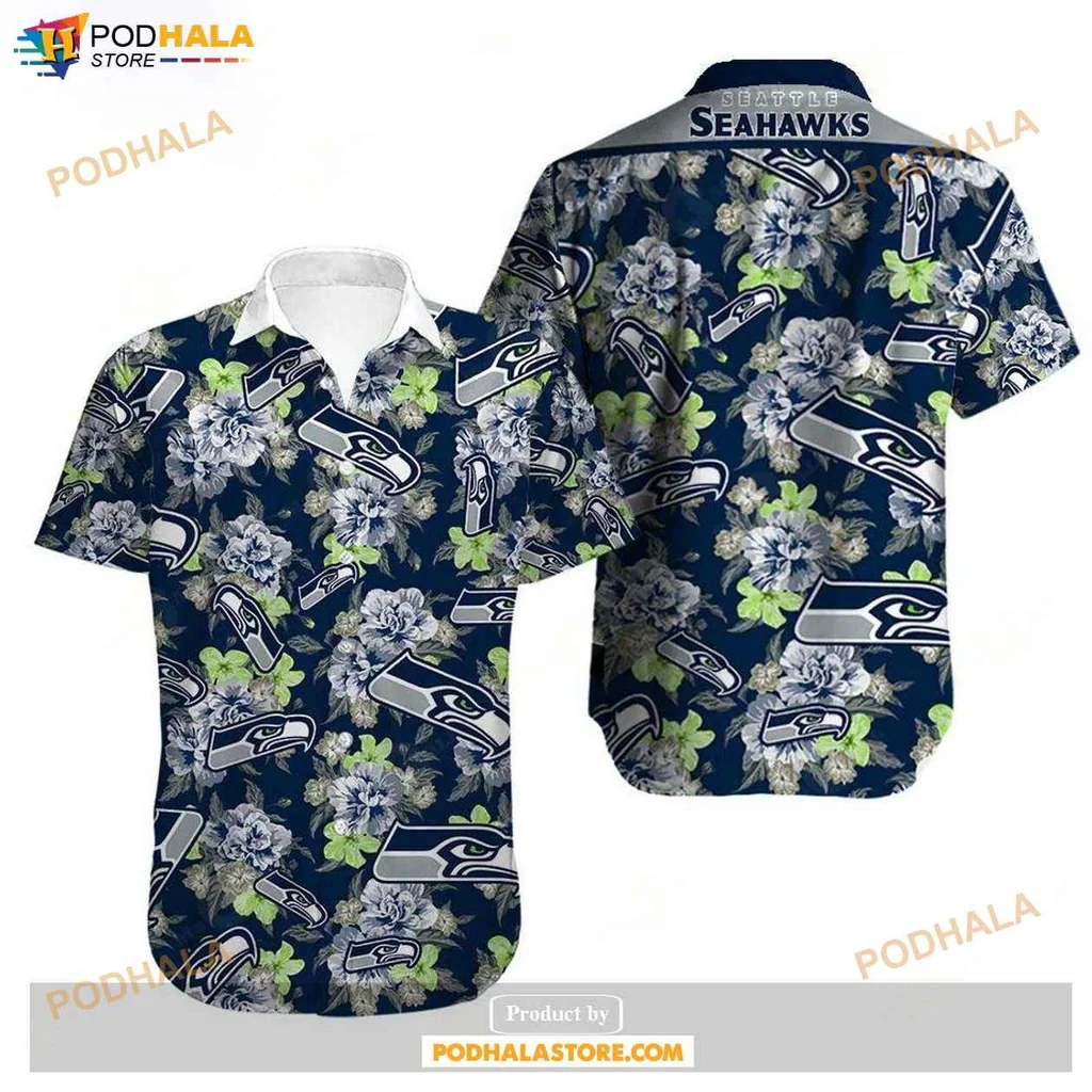 Aloha Seahawks Fan Hawaiian Shirt, Vibrant Floral Design With Seahawks Logo