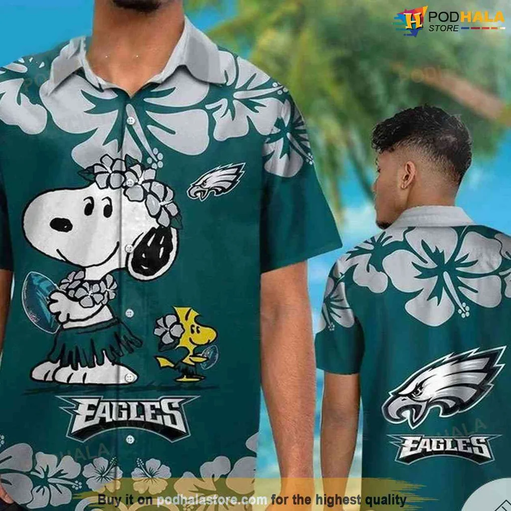Aloha Snoopy Hawaiian Shirt, Philadelphia Eagles Fan Shirt With Tropical Design