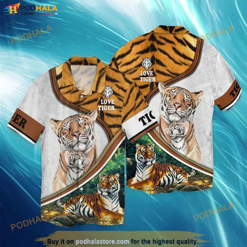 Aloha Tiger Lover Hawaiian Shirt, Vibrant Tiger Graphic For Animal Lovers