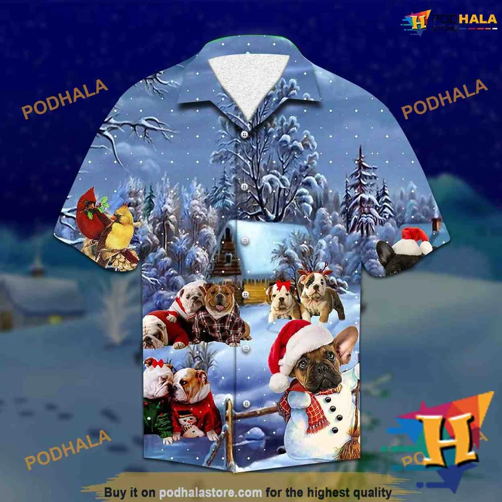 American Bulldog Holiday Hawaiian Shirt With Festive Design