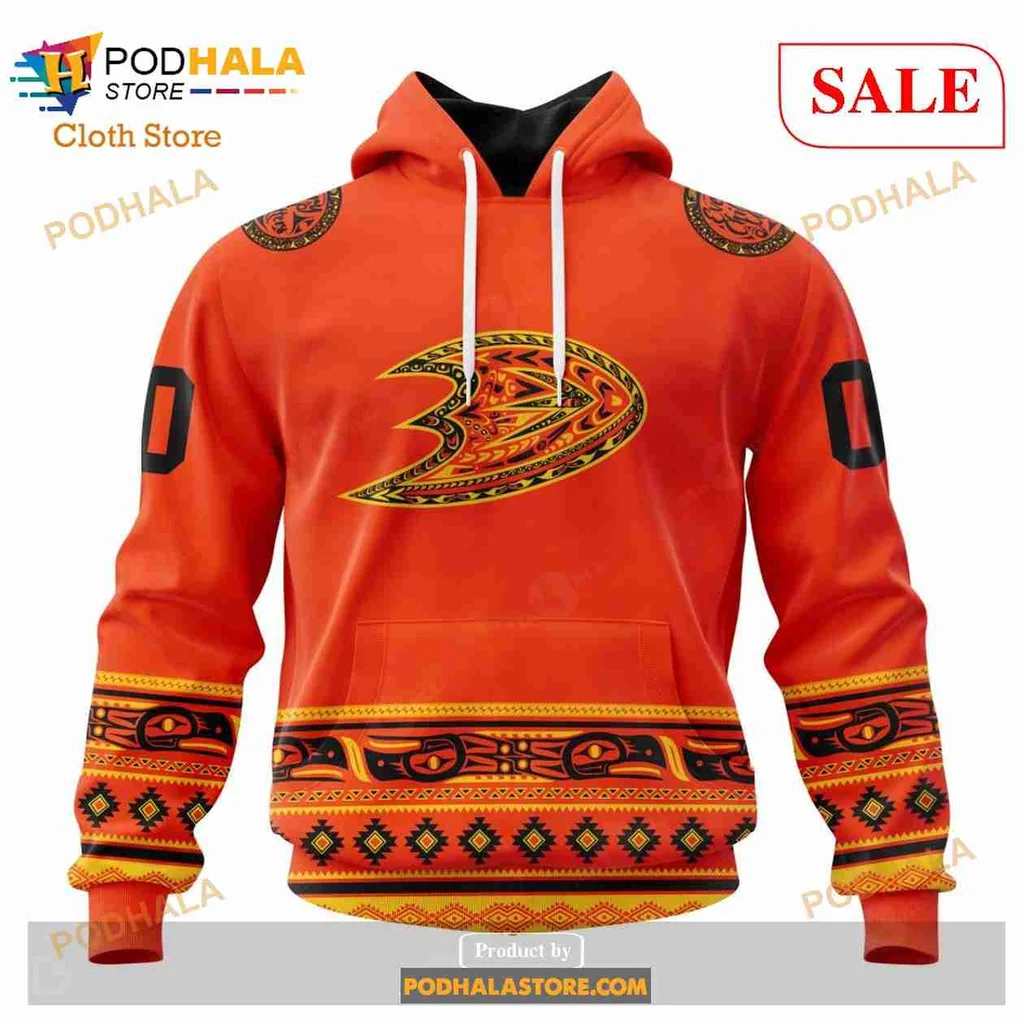 Anaheim Ducks 3d Hoodie With Bold Logo And Vibrant Orange Design