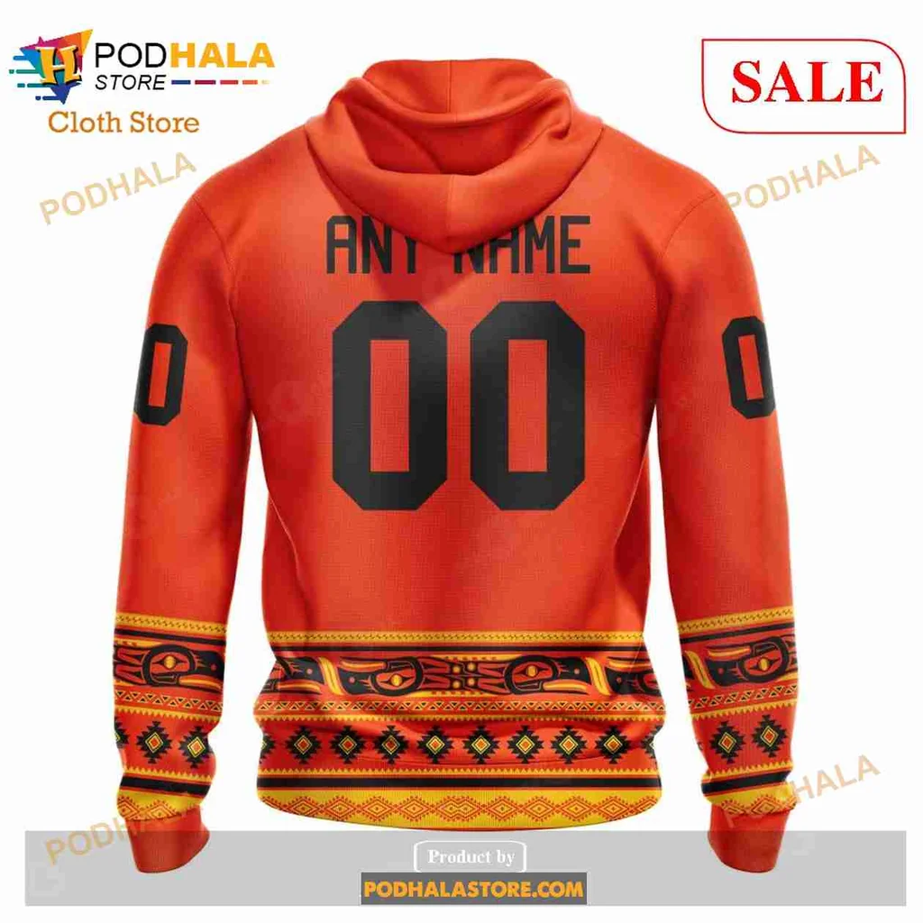 Anaheim Ducks AOP Hoodie With Bold Logo And Vibrant Orange Design Anaheim Ducks AOP Hoodie With Bold Logo And Vibrant Orange Design