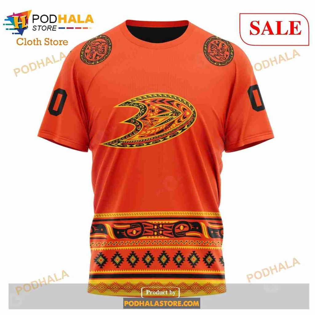 Anaheim Ducks 3d Hoodie With Bold Logo And Vibrant Orange Design - Product View 6 Anaheim Ducks 3d Hoodie With Bold Logo And Vibrant Orange Design - Product View 6