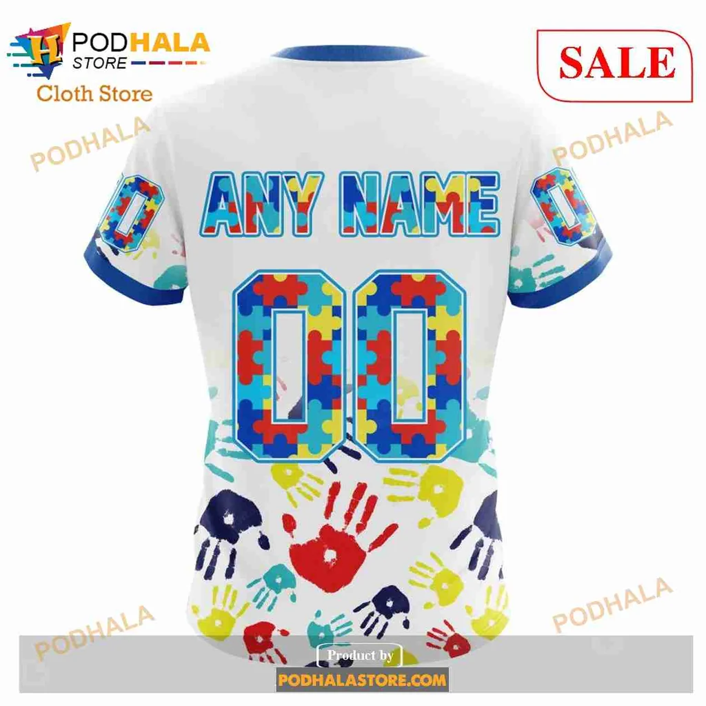 Anaheim Ducks Autism Awareness Hoodie With Colorful Handprint Design - Product View 7 Anaheim Ducks Autism Awareness Hoodie With Colorful Handprint Design - Product View 7