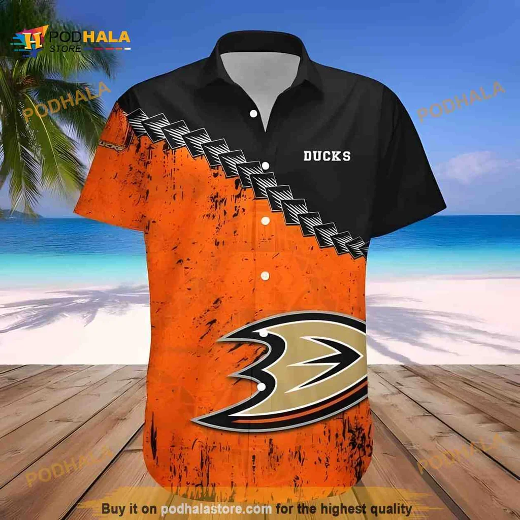 Anaheim Ducks Beach Shirt Featuring Bold Ducks Logo And Vibrant Colors
