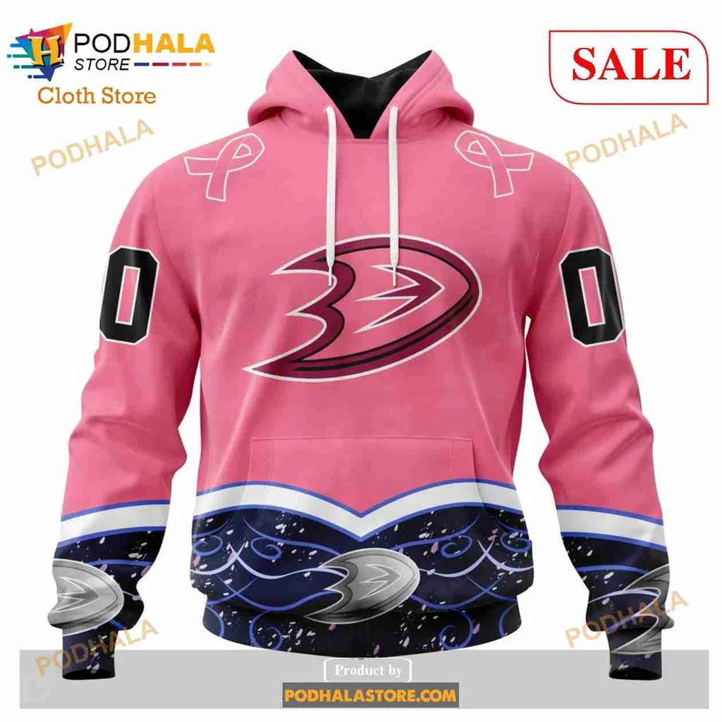 Anaheim Ducks Cancer Awareness 3d Hoodie, Supportive Pink Design