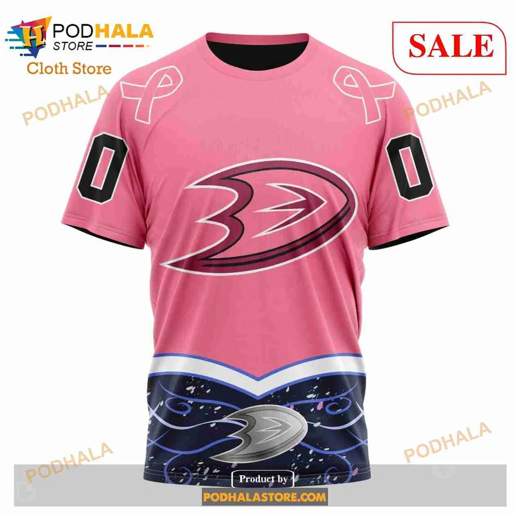 Anaheim Ducks Cancer Awareness 3d Hoodie, Supportive Pink Design - Product View 6 Anaheim Ducks Cancer Awareness 3d Hoodie, Supportive Pink Design - Product View 6