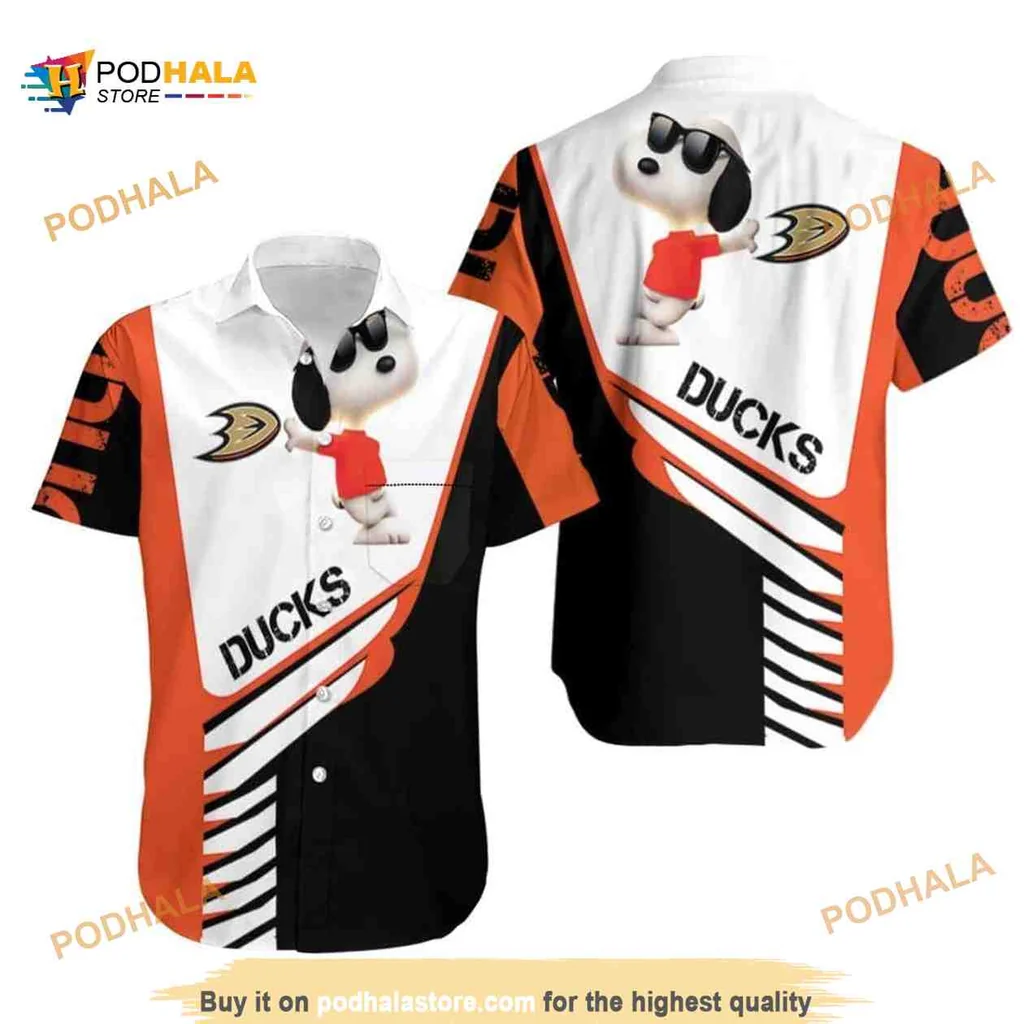 Anaheim Ducks Cartoon Dog Hawaiian Shirt With Vibrant Colors