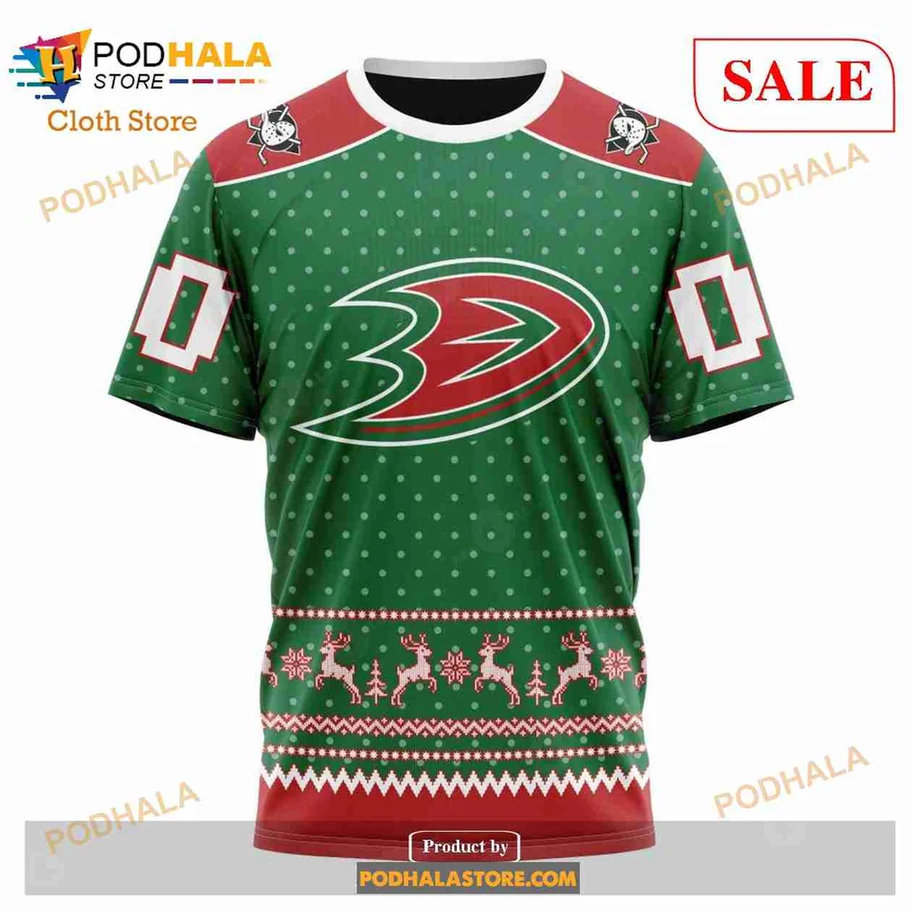 Anaheim Ducks Christmas Hoodie With Festive Snowflakes And Reindeer - Product View 6 Anaheim Ducks Christmas Hoodie With Festive Snowflakes And Reindeer - Product View 6