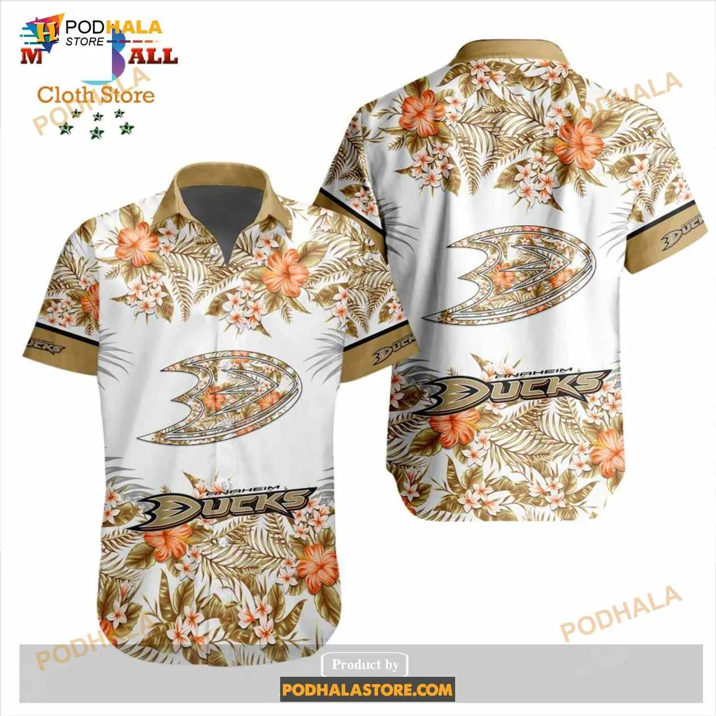 Anaheim Ducks Floral Aloha Shirt With Colorful Tropical Design Anaheim Ducks Floral Aloha Shirt With Colorful Tropical Design