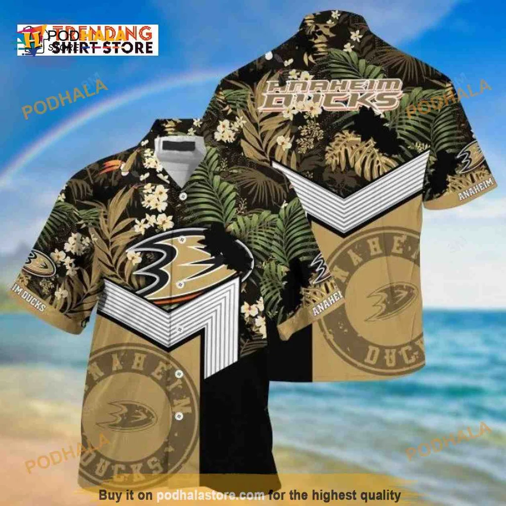Anaheim Ducks Floral Hawaiian Shirt With Tropical Design For Hockey Fans