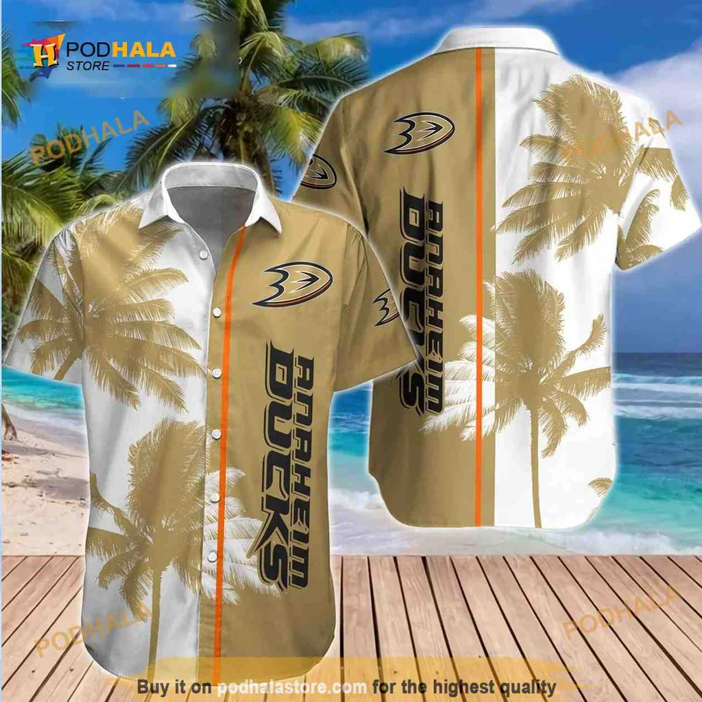 Anaheim Ducks Funny Hawaiian Shirt With Tropical Palm Trees Design