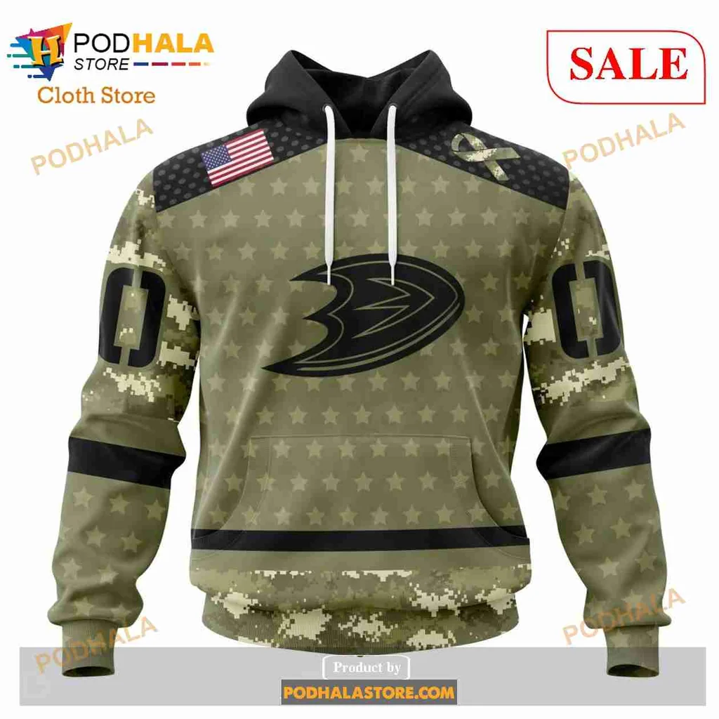 Anaheim Ducks Military Appreciation 3d Hoodie With Camo Design