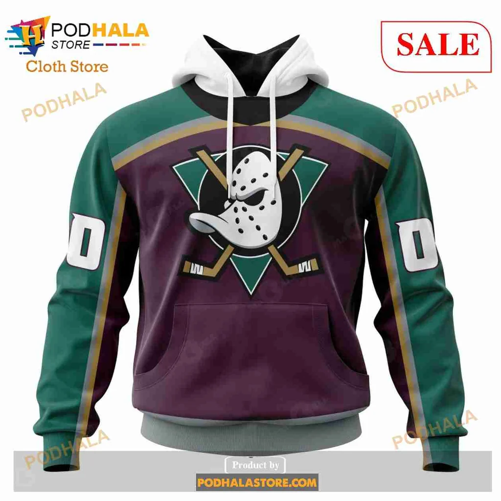 Anaheim Ducks Retro Hoodie With Playful Cartoon Duck Design