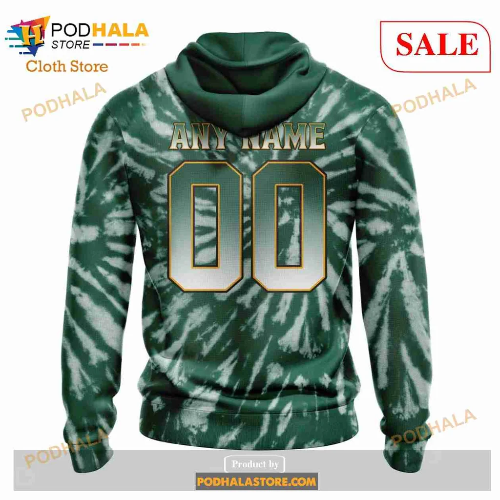 Anaheim Ducks Retro Tie Dye Hoodie With Vibrant Green And White Design - View 2 Anaheim Ducks Retro Tie Dye Hoodie With Vibrant Green And White Design - View 2