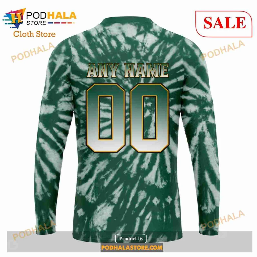 Anaheim Ducks Retro Tie Dye Hoodie With Vibrant Green And White Design - Product View 5 Anaheim Ducks Retro Tie Dye Hoodie With Vibrant Green And White Design - Product View 5