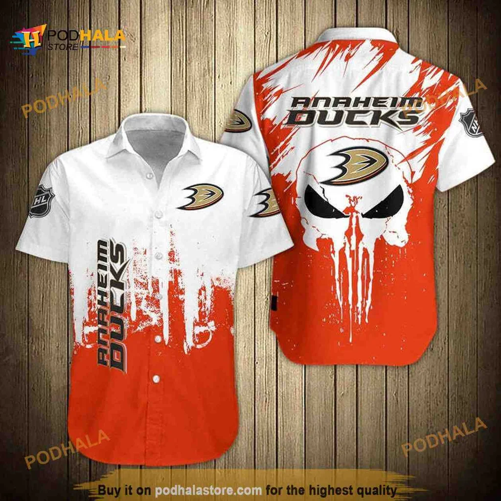 Anaheim Ducks Skull Hawaiian Shirt With Dripping Design