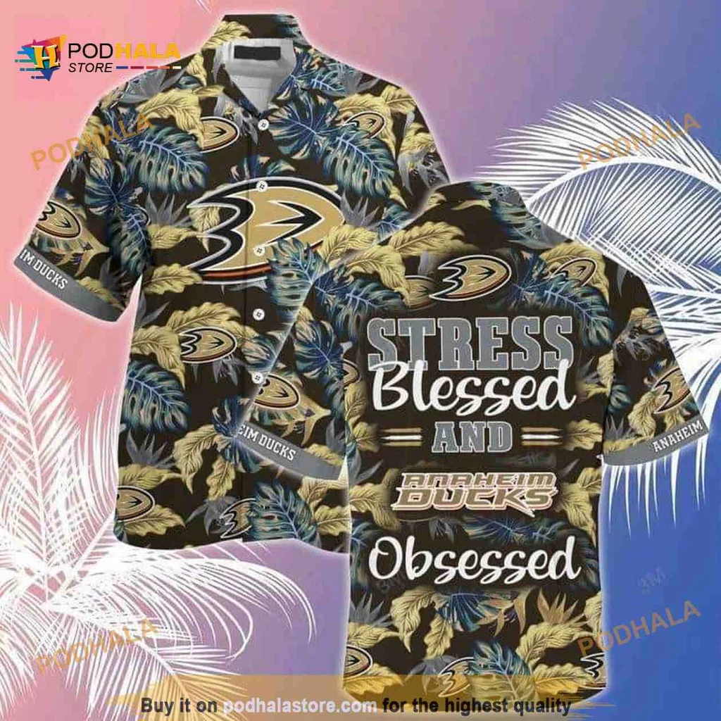 Anaheim Ducks Stress Blessed Hawaiian Shirt With Tropical Design