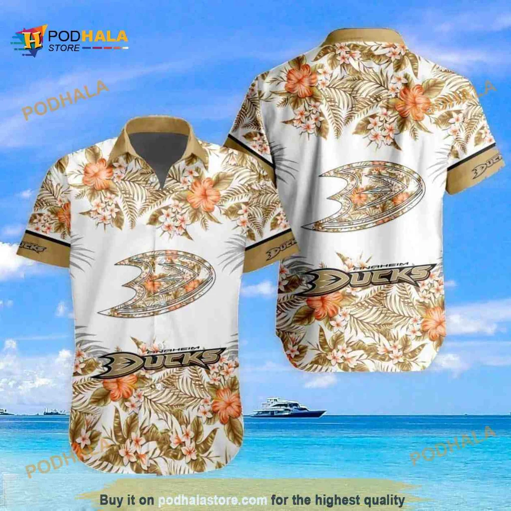 Anaheim Ducks Tropical Floral Hawaiian Shirt With Vibrant Summer Design
