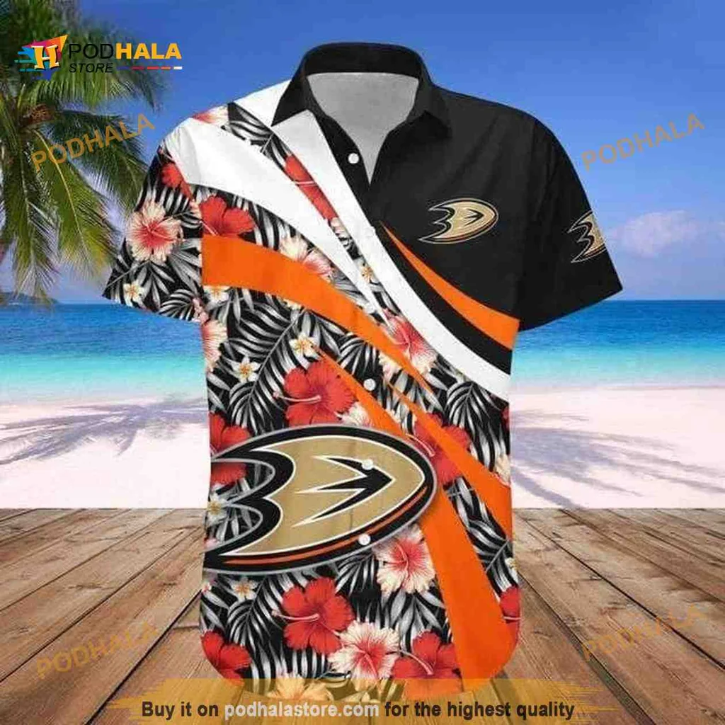 Anaheim Ducks Tropical Hawaiian Shirt With Floral Design